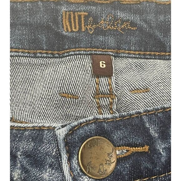 Kut from the Kloth Denim Jeans Mid Rise Slim Fit Dark Wash Blue Women's Size 6 - Picture 5 of 15